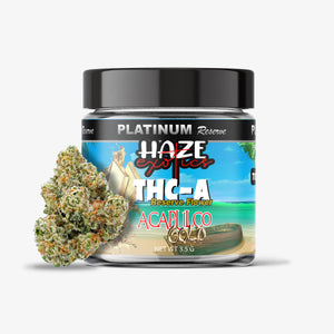 thc-a flower haze exotics platinum acapulco gold 3.5g jar