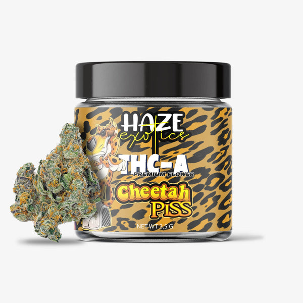 haze exotics thc-a flower cheetah piss 3.5 gram jar